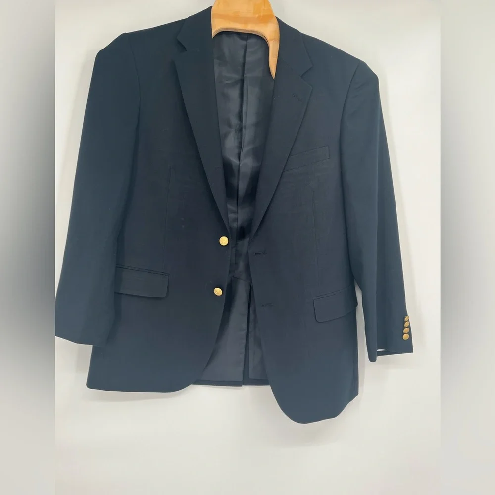 ALAN FLUSSER Men's Black 42R Blazer Sports Jacket Gold Tone Buttons